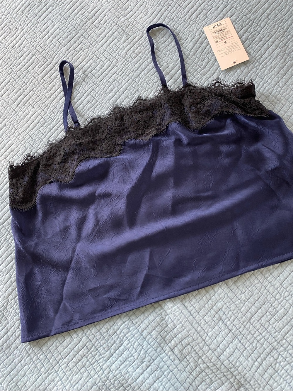 a new day Navy Satin Lace-Trim Camisole